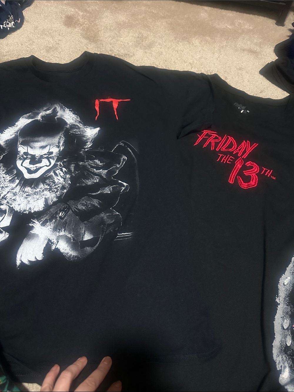 Black Graphic Horror Movie Tees - IT & Friday the 13th men’s size medium
